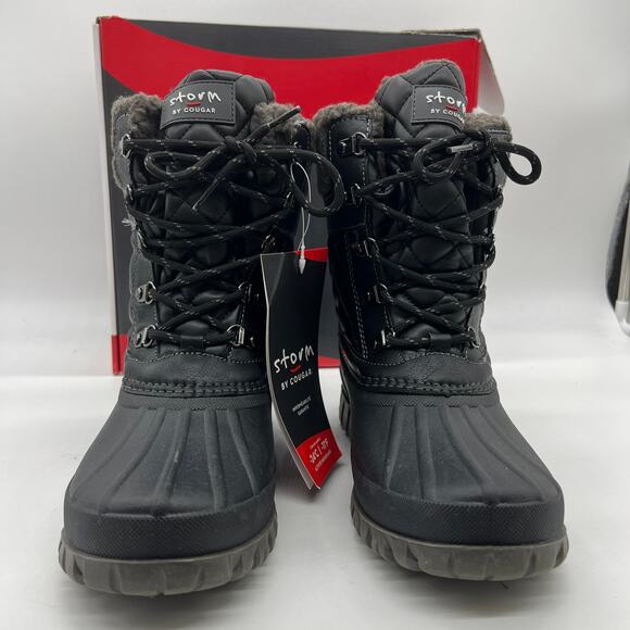 Cougar Waterproof Winter Boots Size 10 Black Quilt Carlisle Lace Up - Picture 5 of 12